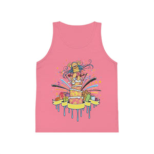 Colorful Celebration Kid's Jersey Tank Top with Fun Cake Design