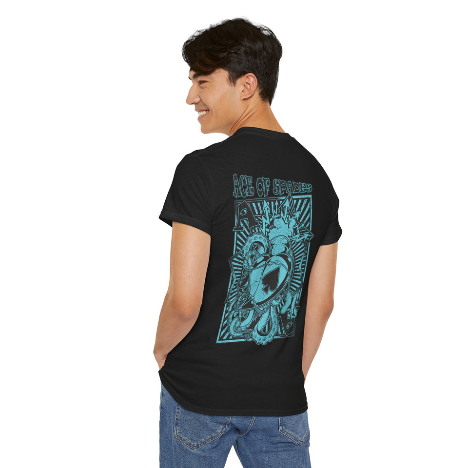 Unisex Heavy Cotton Tee - Skull & Heart Design, Edgy Graphic Tee for Casual Wear