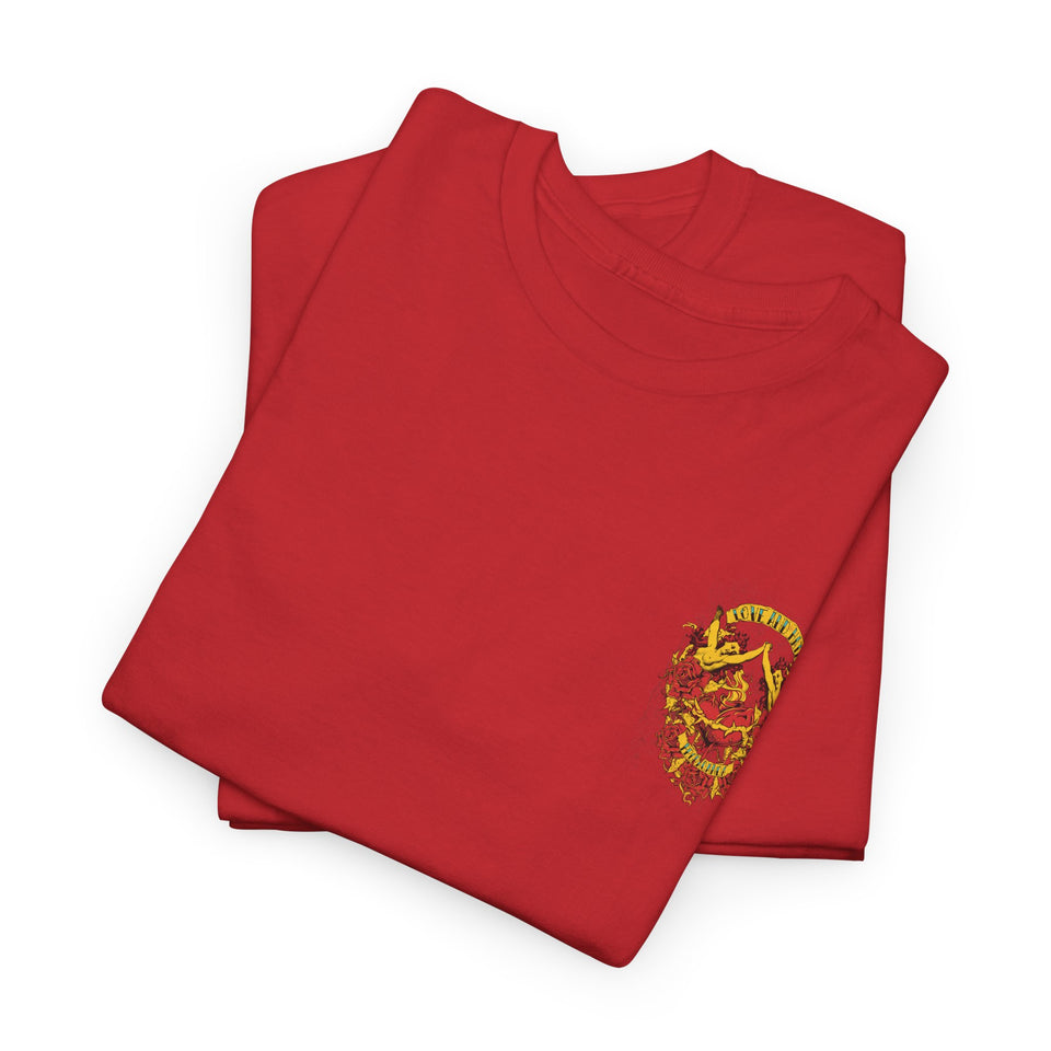 Bold Graphic Unisex Heavy Cotton Tee - Love & Roses Design