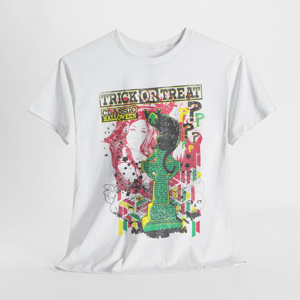 Trick or Treat Graphic Tee - Unisex Heavy Cotton T-Shirt