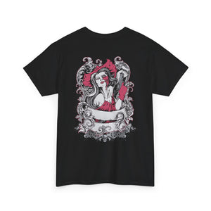 Edgy Graphics Unisex Heavy Cotton Tee - Skull & Rose Design