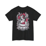 Edgy Graphics Unisex Heavy Cotton Tee - Skull & Rose Design