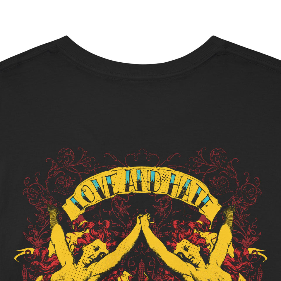 Bold Graphic Unisex Heavy Cotton Tee - Love & Roses Design