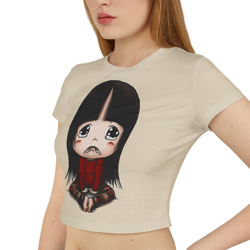 Cute Graphic Women's Baby Tee - Adorable Cartoon Design