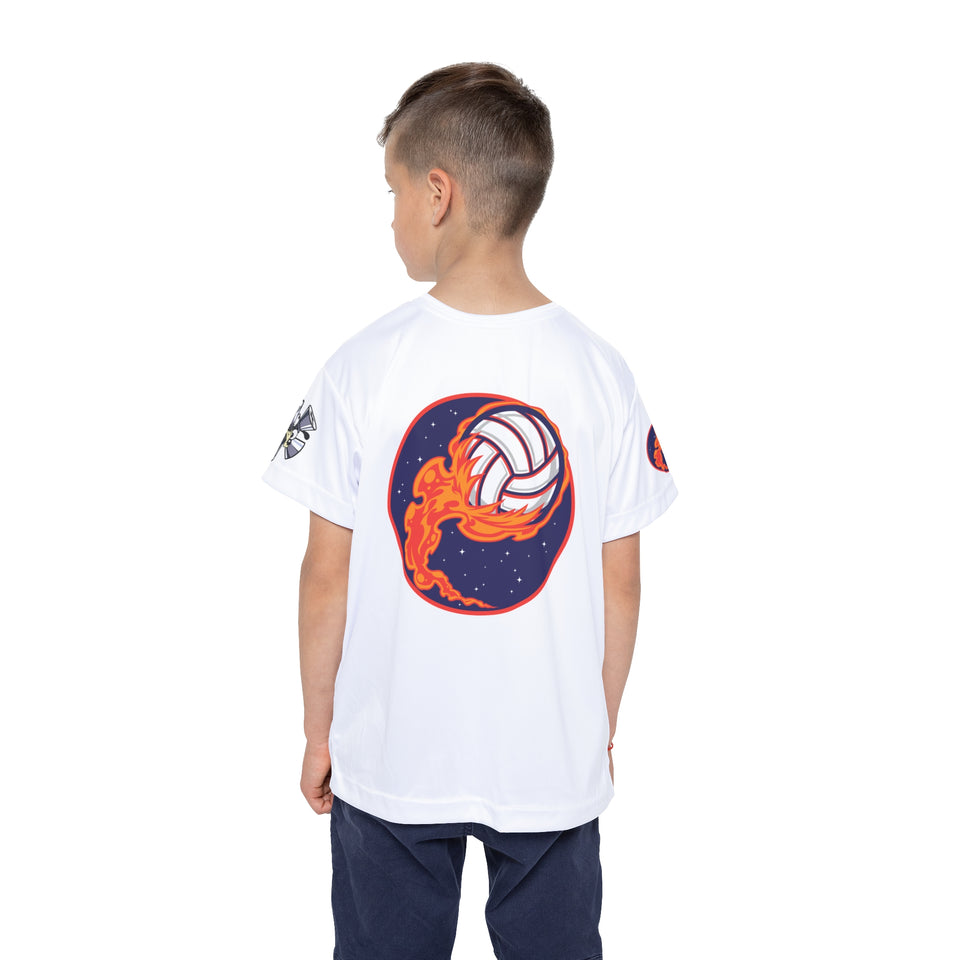 Kids Fun Sports Jersey - Alien Character & Flaming Volleyball Design