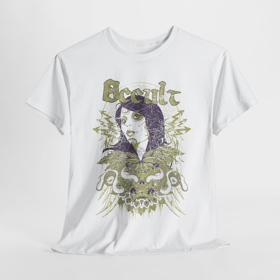 Gothic Occult Heavy Cotton Tee – Unisex Graphic Tee for Edgy Fashion Enthusiasts