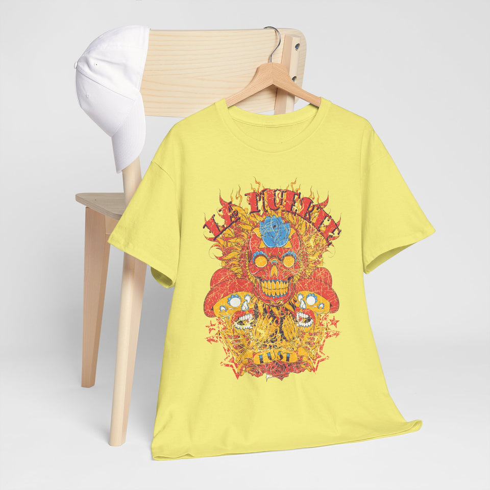 Vibrant Unisex Heavy Cotton Tee - Eye-Catching Skull Design