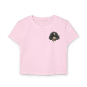 Vintage-Inspired Women's Baby Tee with Bold Graphic Design