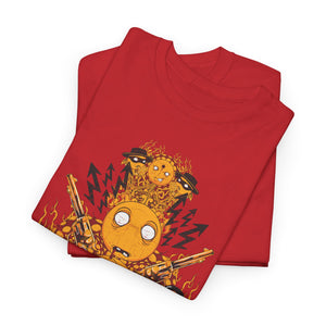 Unisex Heavy Cotton Tee - Vibrant Flame Character Graphic Tee