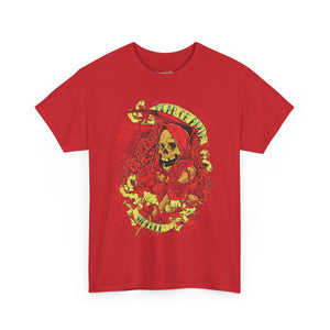 Unisex Heavy Cotton Tee - Skull & Heart Design, Edgy Graphic Tee for Casual Wear