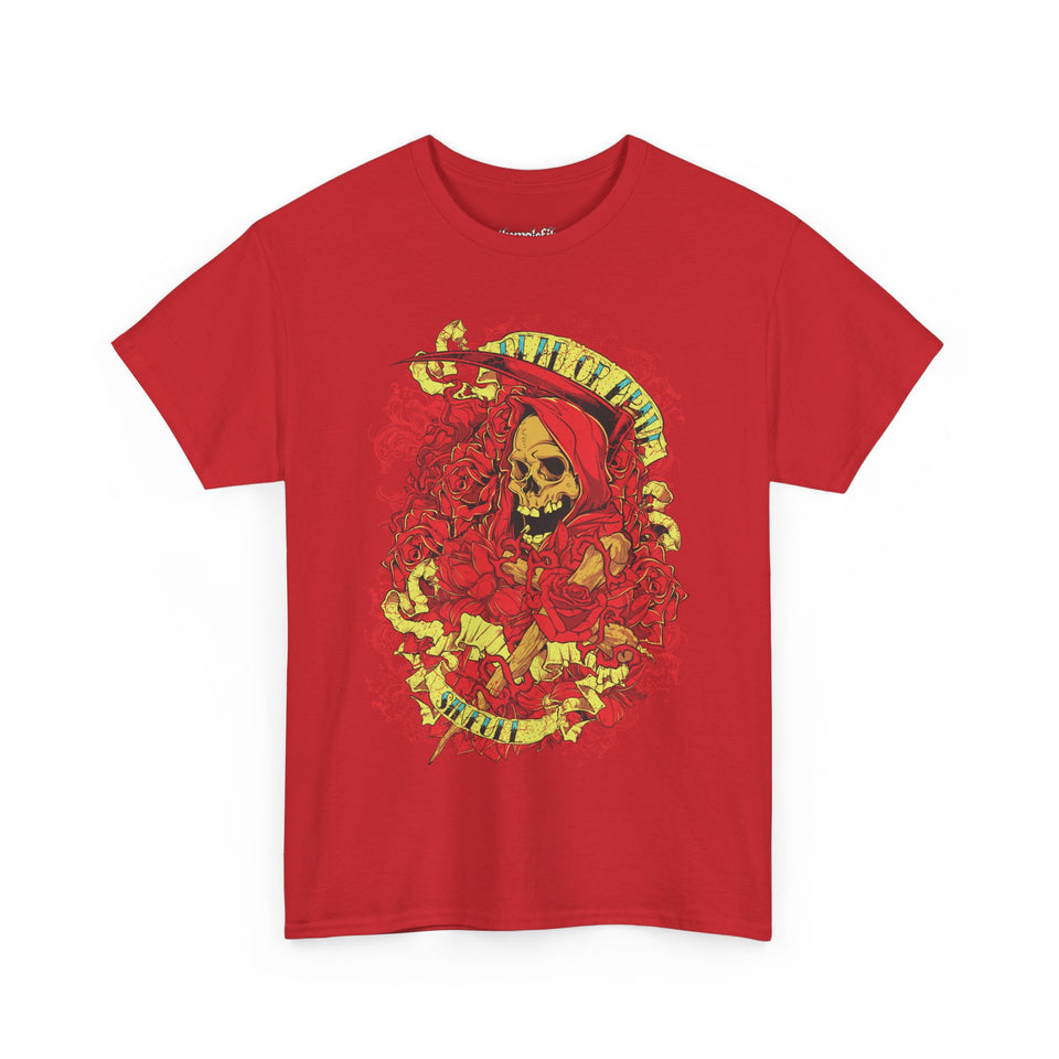 Unisex Heavy Cotton Tee - Skull & Heart Design, Edgy Graphic Tee for Casual Wear
