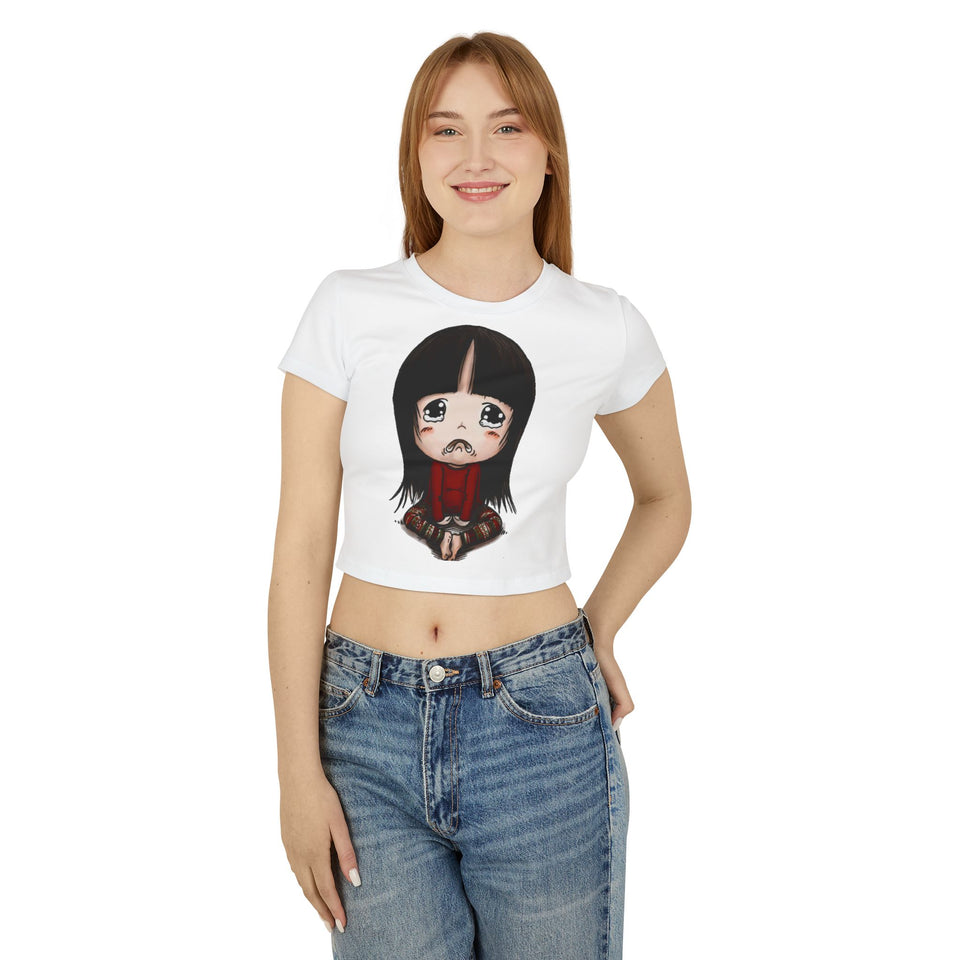 Cute Graphic Women's Baby Tee - Adorable Cartoon Design