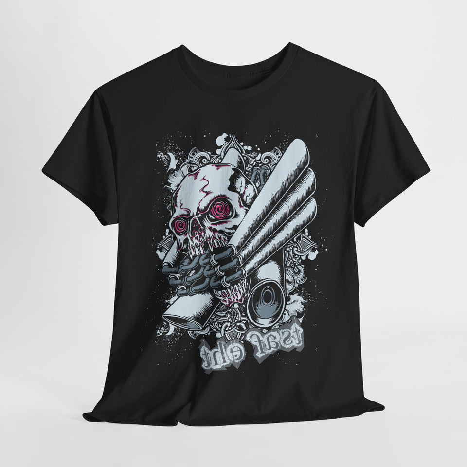 Edgy Graphics Unisex Heavy Cotton Tee - Skull & Rose Design