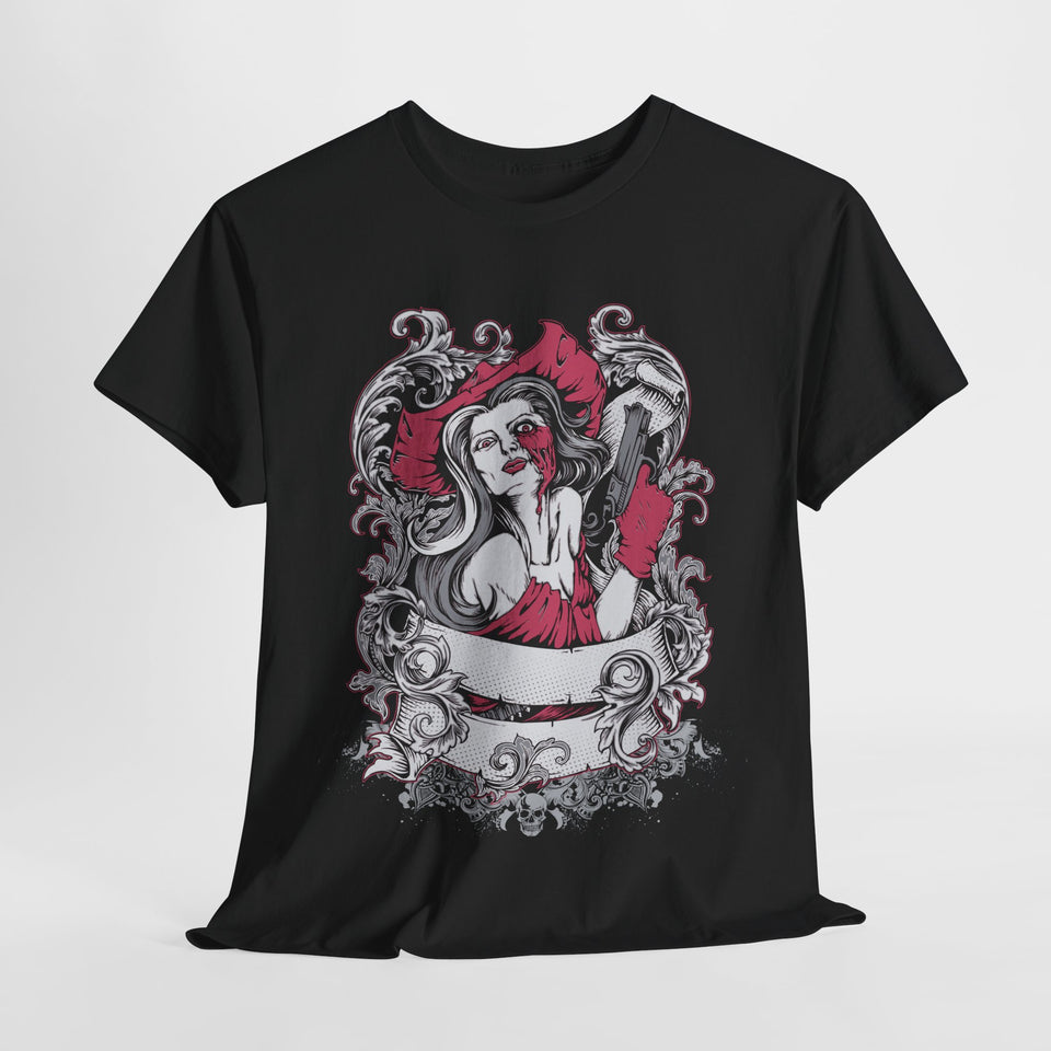 Gothic Graphic Unisex Heavy Cotton Tee - Vintage Style Horror Art