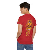 Artistic Unisex Heavy Cotton Tee - Vibrant Skull & Floral Design