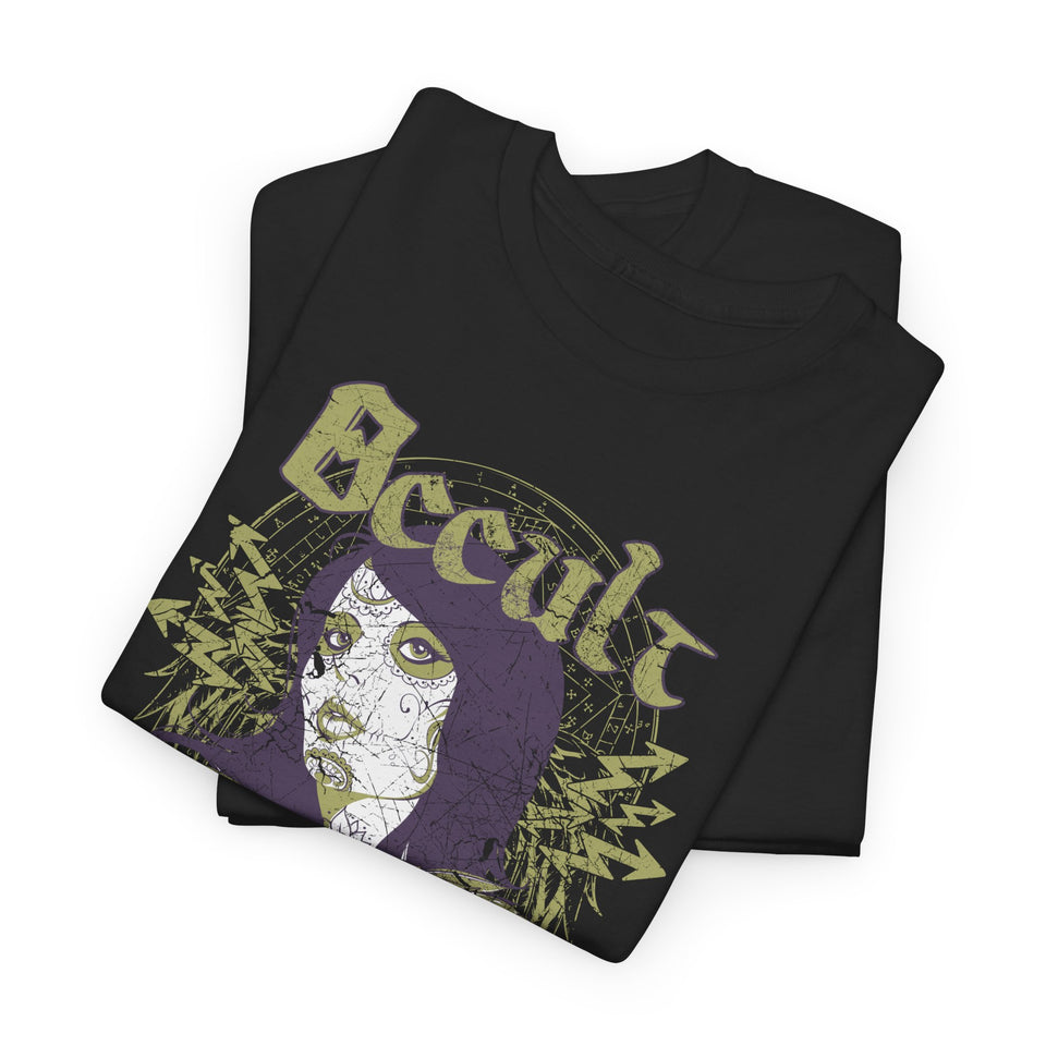 Gothic Occult Heavy Cotton Tee – Unisex Graphic Tee for Edgy Fashion Enthusiasts