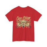 Unisex Heavy Cotton Tee - Pirate Skull & Free Riders Design - Bold Graphic Tee for Motorcycle Enthusiasts