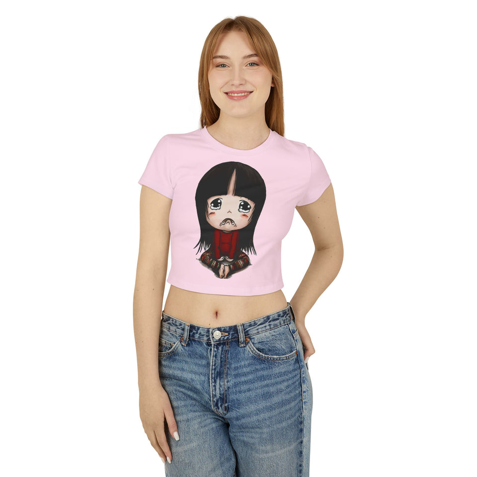 Cute Graphic Women's Baby Tee - Adorable Cartoon Design