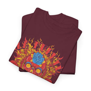 Vibrant Unisex Heavy Cotton Tee - Eye-Catching Skull Design