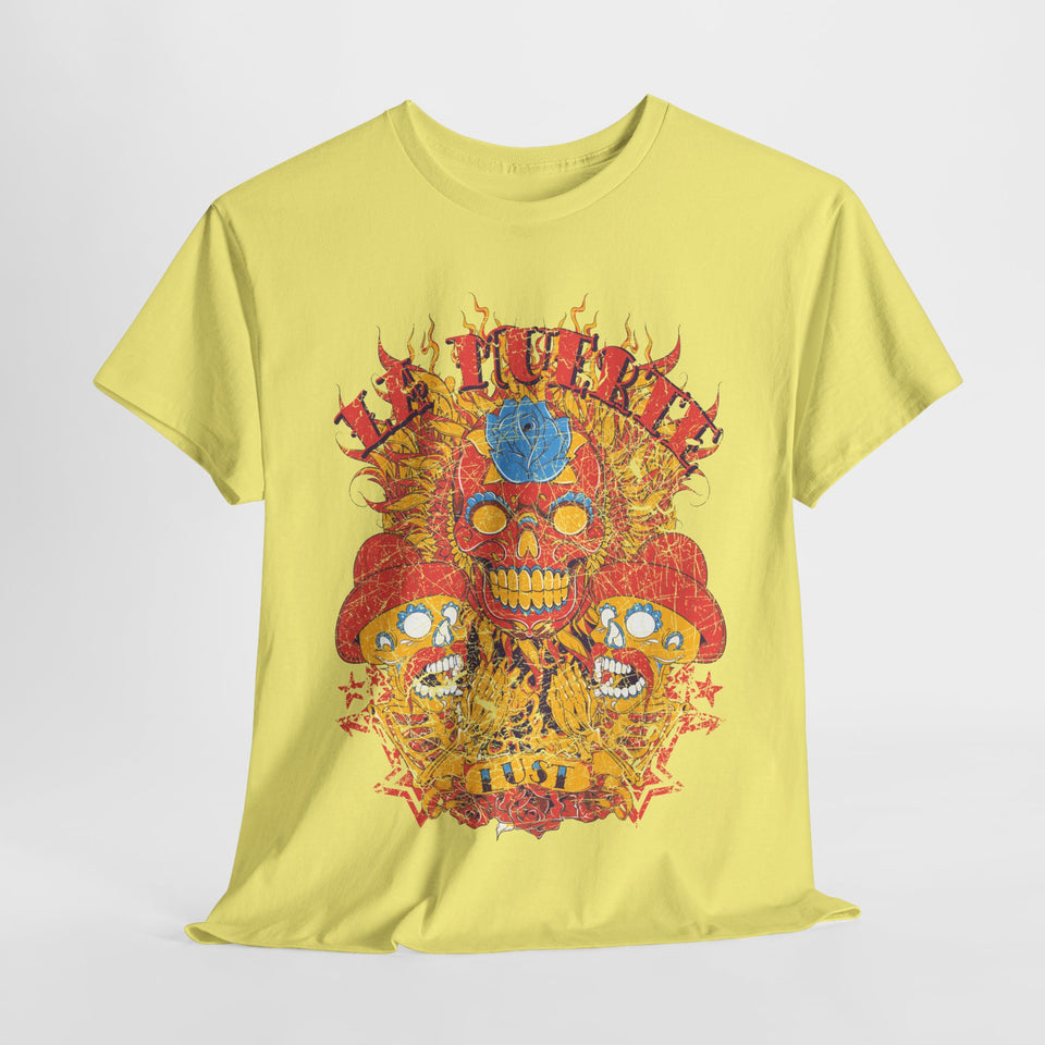 Vibrant Unisex Heavy Cotton Tee - Eye-Catching Skull Design