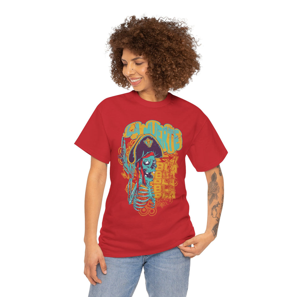 Unisex Heavy Cotton Tee - Pirate Skull & Free Riders Design - Bold Graphic Tee for Motorcycle Enthusiasts