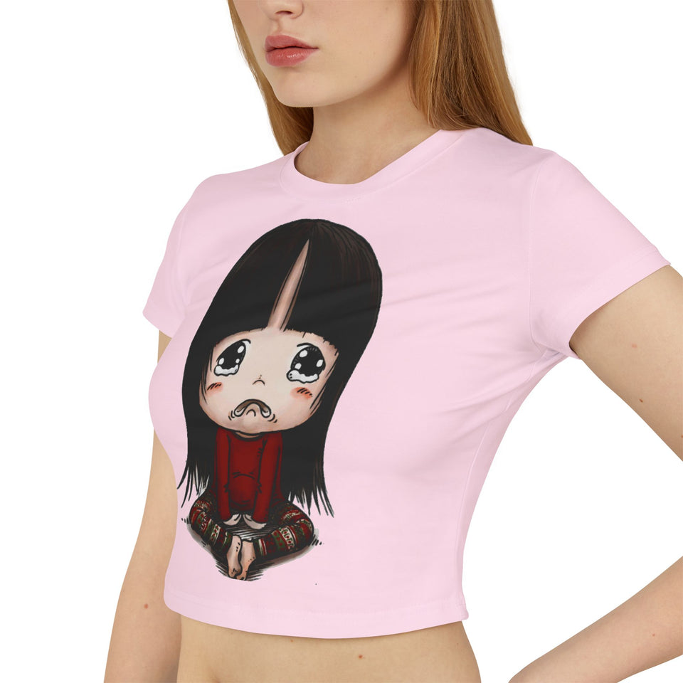 Cute Graphic Women's Baby Tee - Adorable Cartoon Design