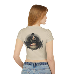 Vintage-Inspired Women's Baby Tee with Bold Graphic Design