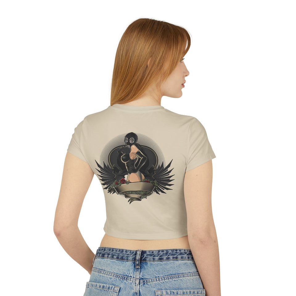 Vintage-Inspired Women's Baby Tee with Bold Graphic Design