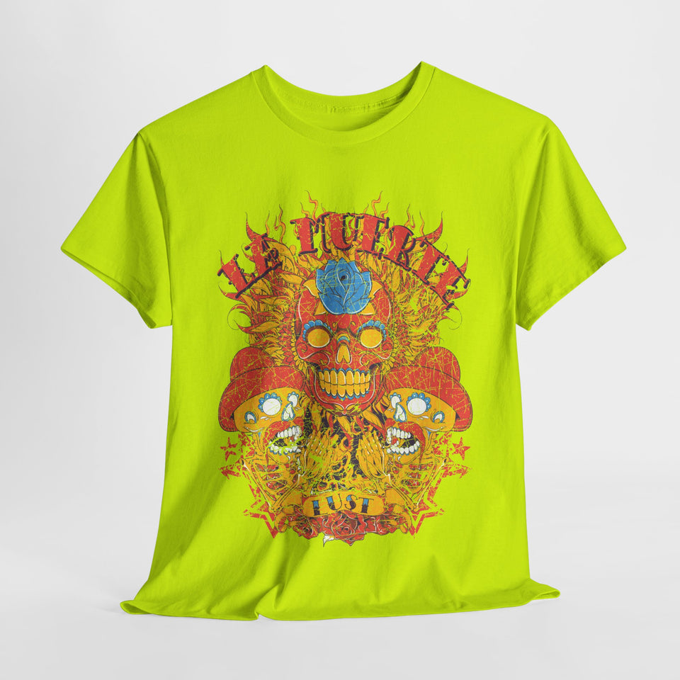 Vibrant Unisex Heavy Cotton Tee - Eye-Catching Skull Design