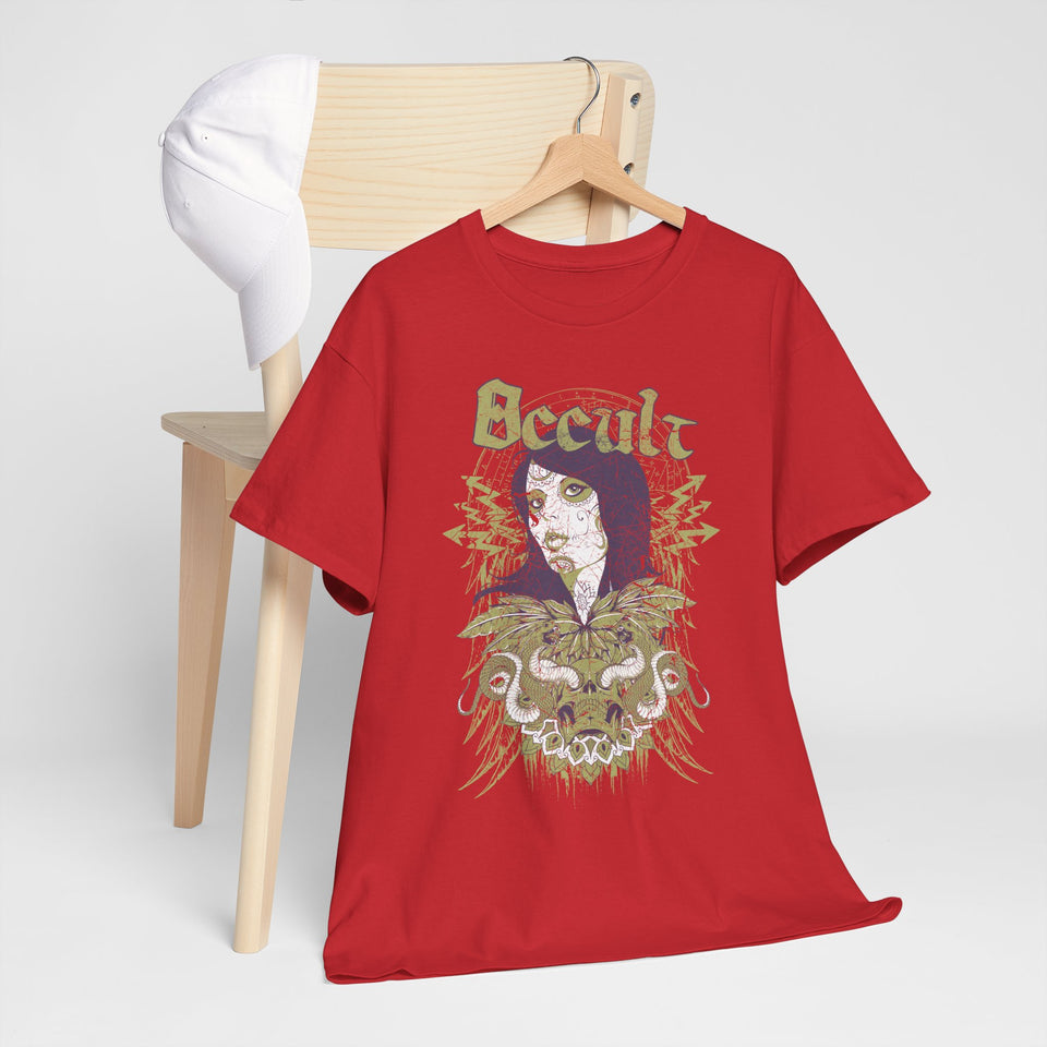Gothic Occult Heavy Cotton Tee – Unisex Graphic Tee for Edgy Fashion Enthusiasts