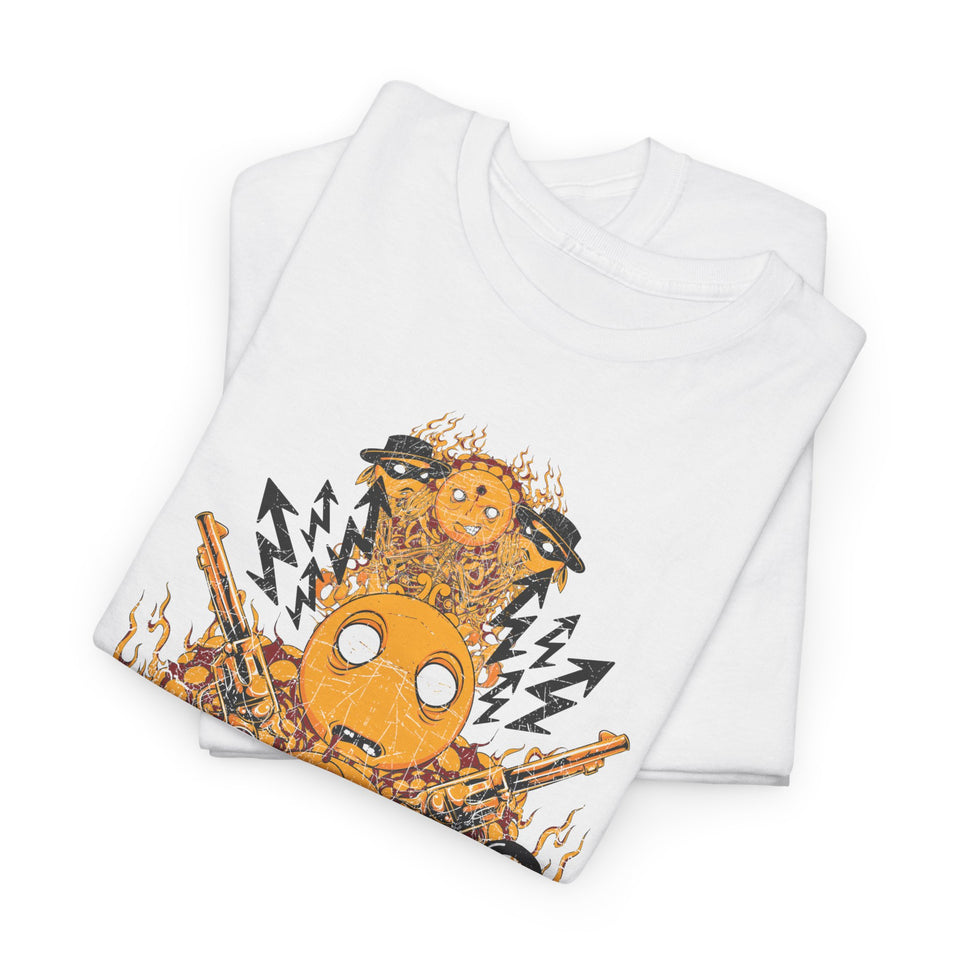 Unisex Heavy Cotton Tee - Vibrant Flame Character Graphic Tee