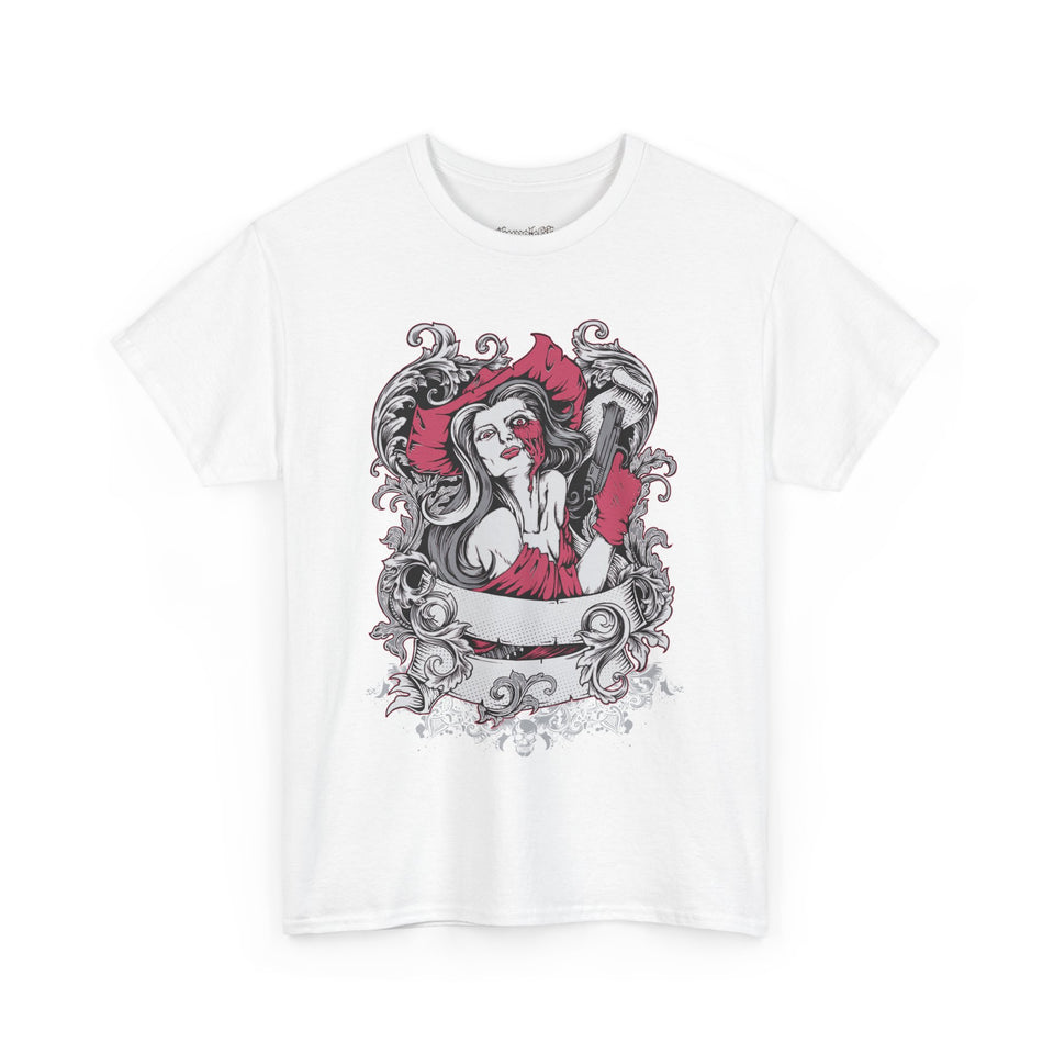 Gothic Graphic Unisex Heavy Cotton Tee - Vintage Style Horror Art