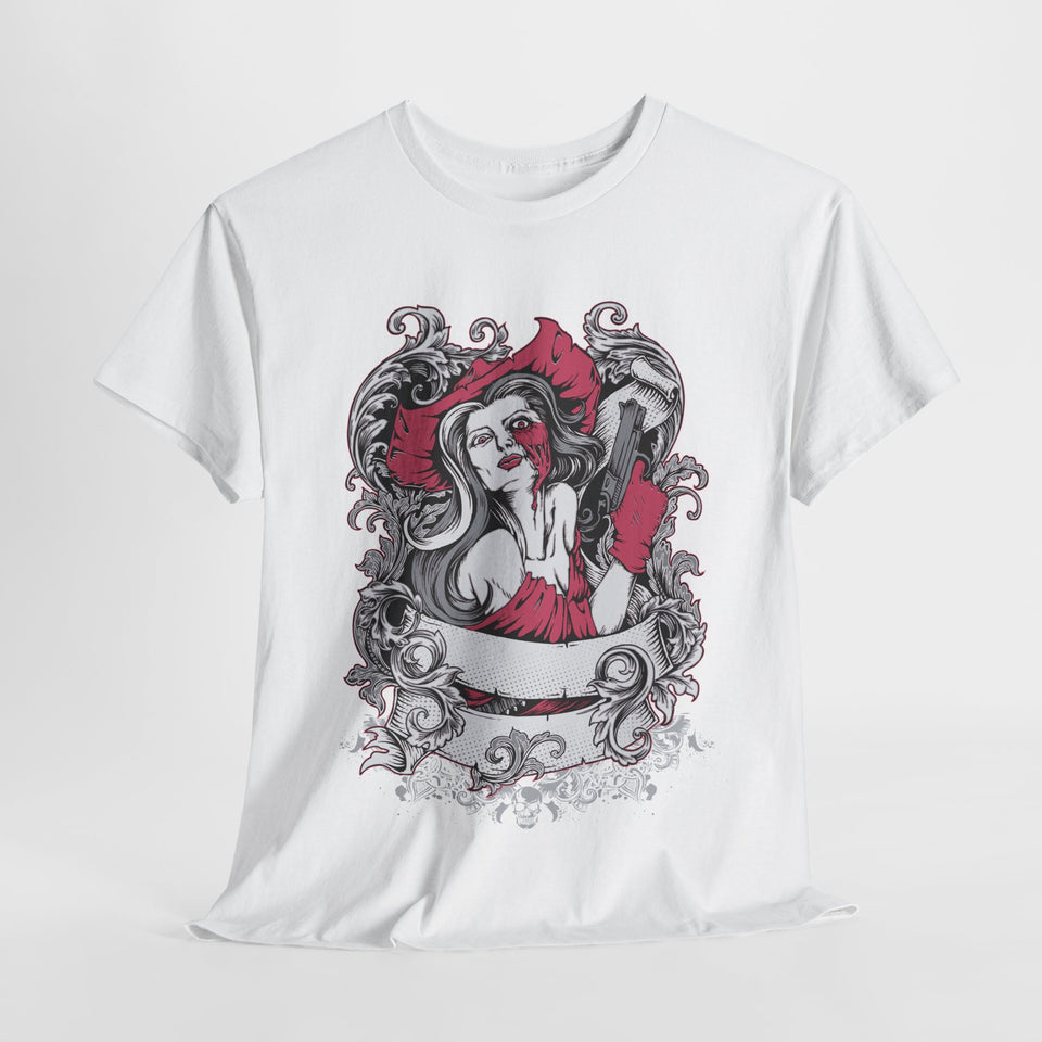 Gothic Graphic Unisex Heavy Cotton Tee - Vintage Style Horror Art