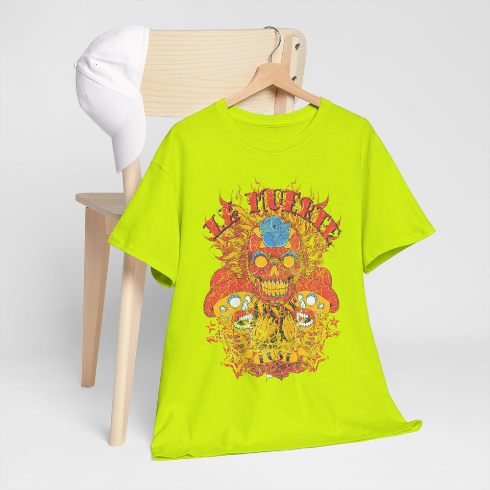 Vibrant Unisex Heavy Cotton Tee - Eye-Catching Skull Design