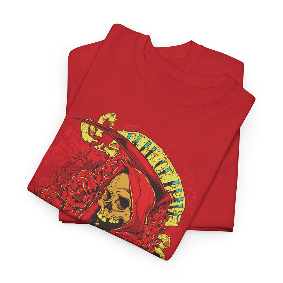 Unisex Heavy Cotton Tee - Skull & Heart Design, Edgy Graphic Tee for Casual Wear