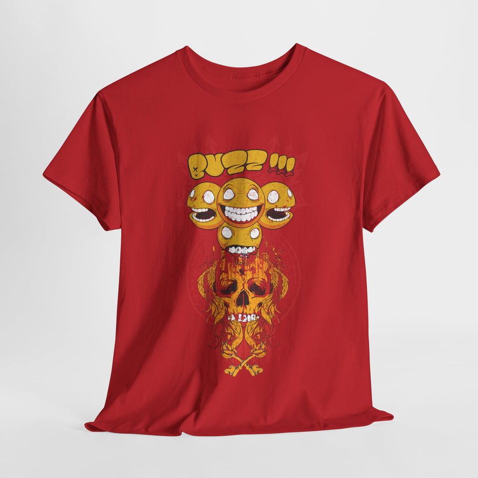 Unisex Heavy Cotton Tee - Psychedelic Skull Graphic Tee for Music Lovers