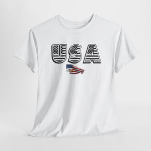 USA Flag Unisex Heavy Cotton Tee - Patriotic Graphic Tee for Independence Day & Casual Wear