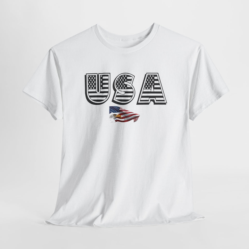 USA Flag Unisex Heavy Cotton Tee - Patriotic Graphic Tee for Independence Day & Casual Wear