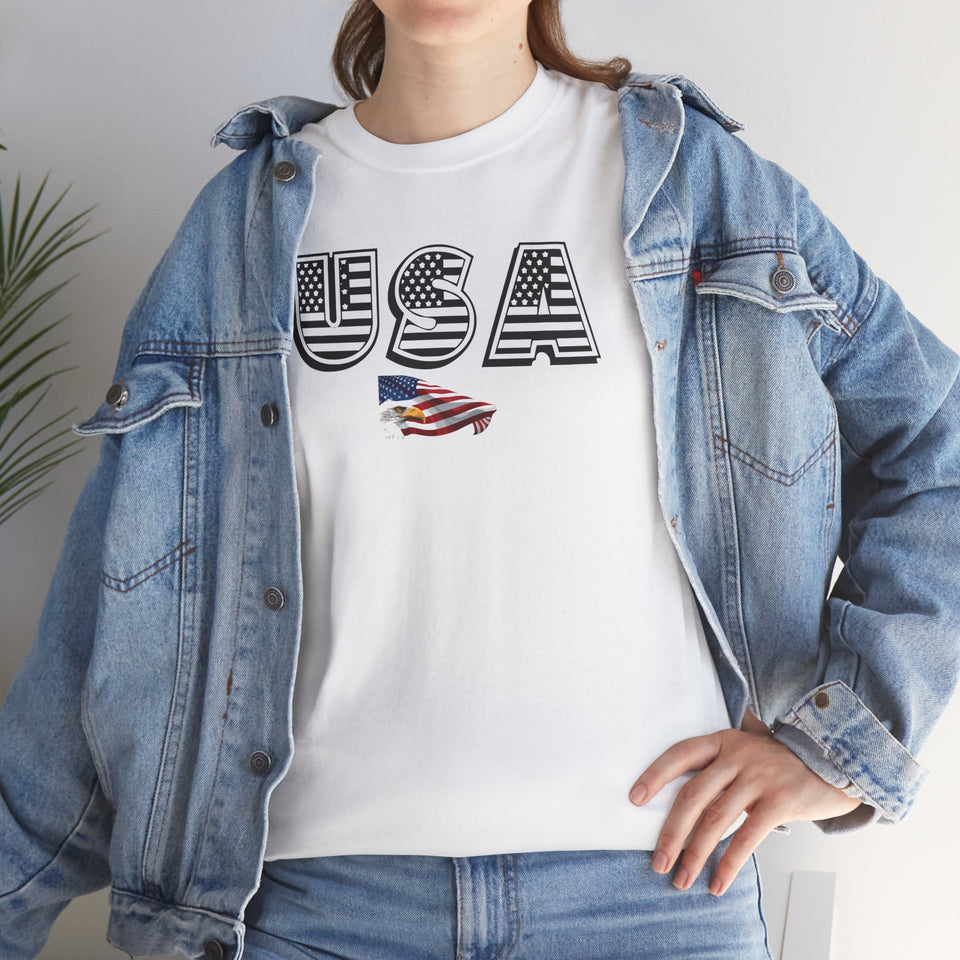 USA Flag Unisex Heavy Cotton Tee - Patriotic Graphic Tee for Independence Day & Casual Wear