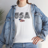 USA Flag Unisex Heavy Cotton Tee - Patriotic Graphic Tee for Independence Day & Casual Wear