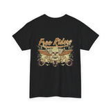 Unisex Heavy Cotton Tee - Pirate Skull & Free Riders Design - Bold Graphic Tee for Motorcycle Enthusiasts