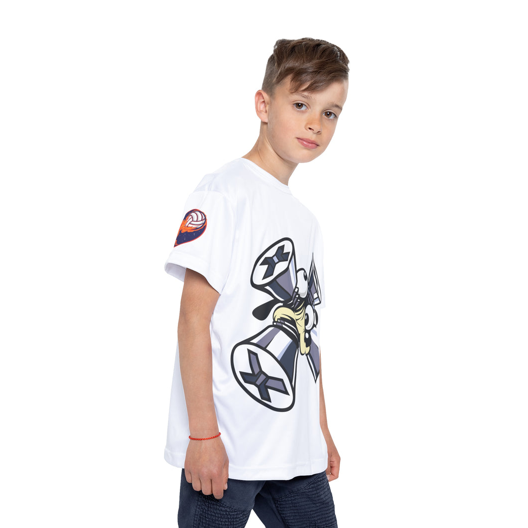 Kids Fun Sports Jersey - Alien Character & Flaming Volleyball Design