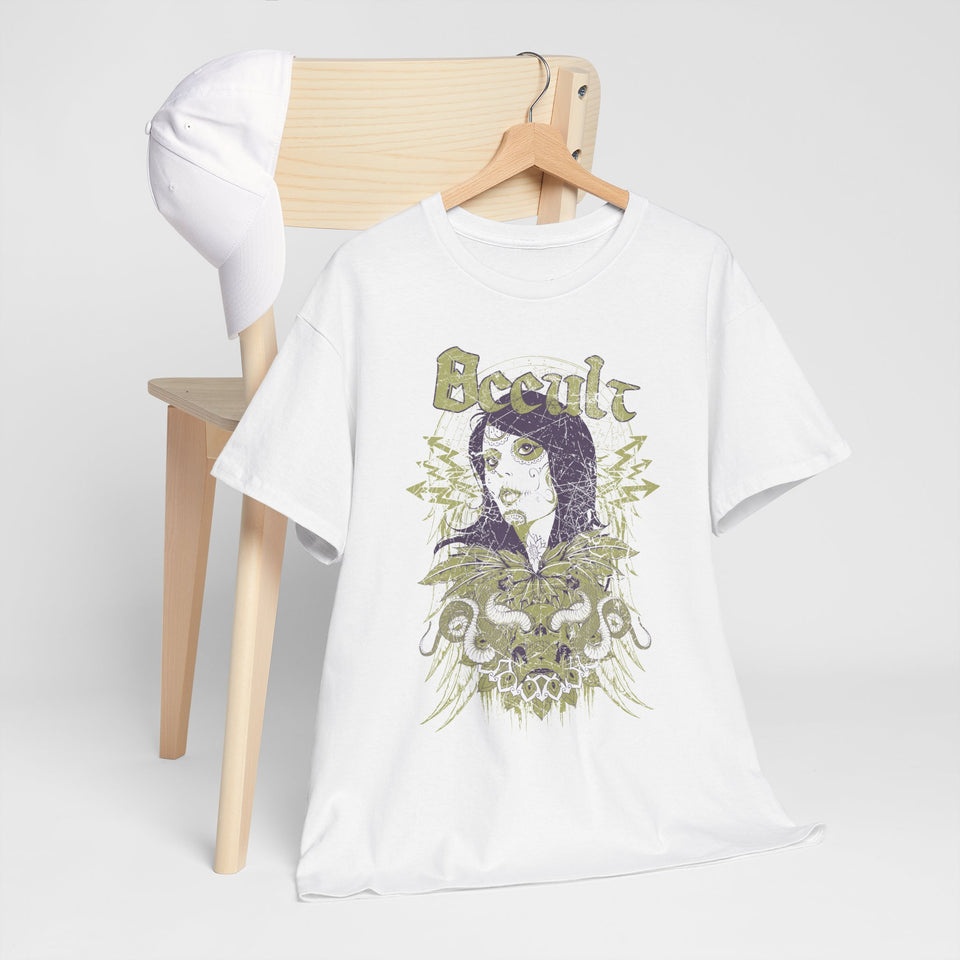 Gothic Occult Heavy Cotton Tee – Unisex Graphic Tee for Edgy Fashion Enthusiasts