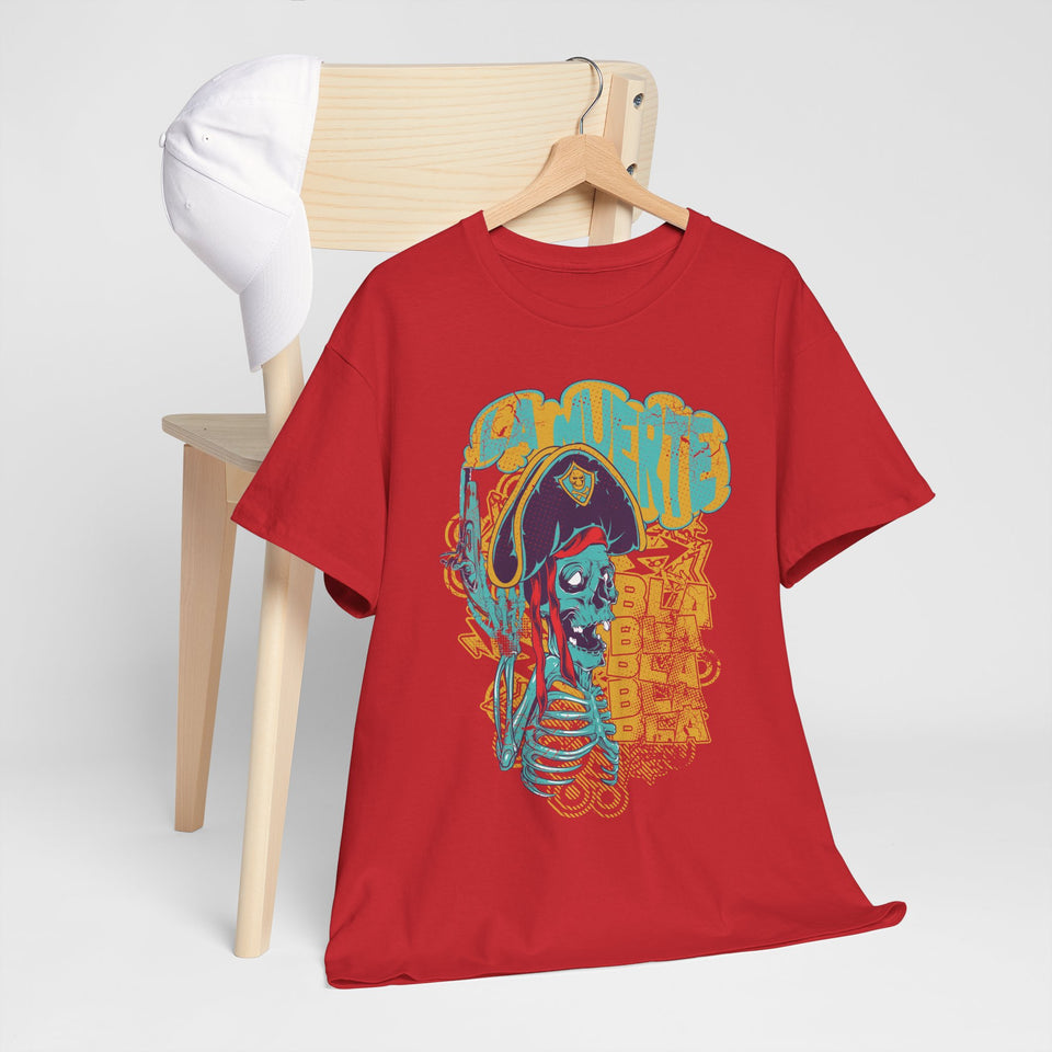 Unisex Heavy Cotton Tee - Pirate Skull & Free Riders Design - Bold Graphic Tee for Motorcycle Enthusiasts
