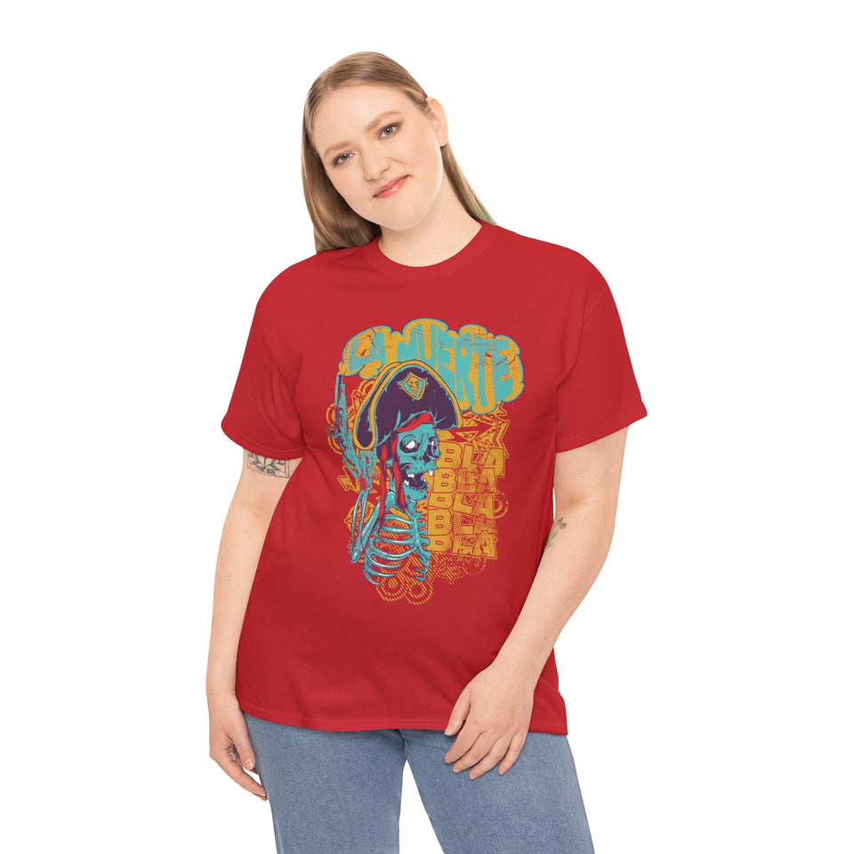 Unisex Heavy Cotton Tee - Pirate Skull & Free Riders Design - Bold Graphic Tee for Motorcycle Enthusiasts