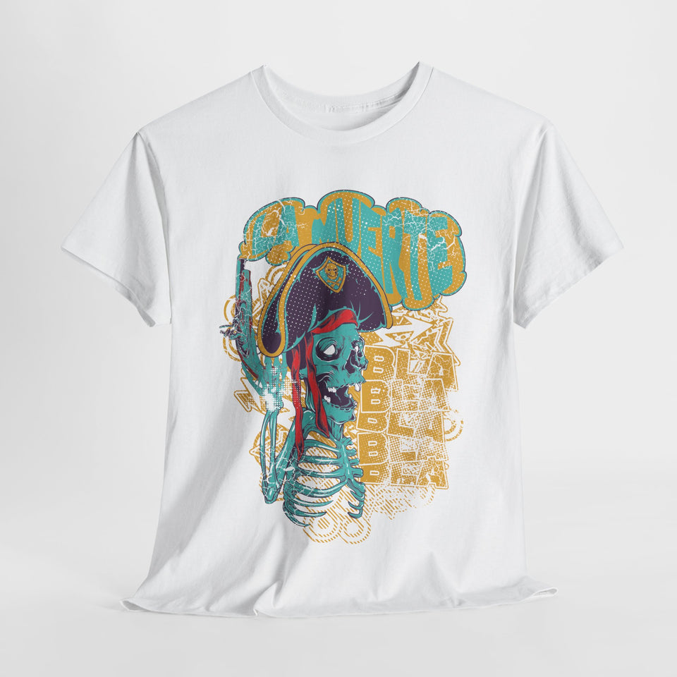 Unisex Heavy Cotton Tee - Pirate Skull & Free Riders Design - Bold Graphic Tee for Motorcycle Enthusiasts