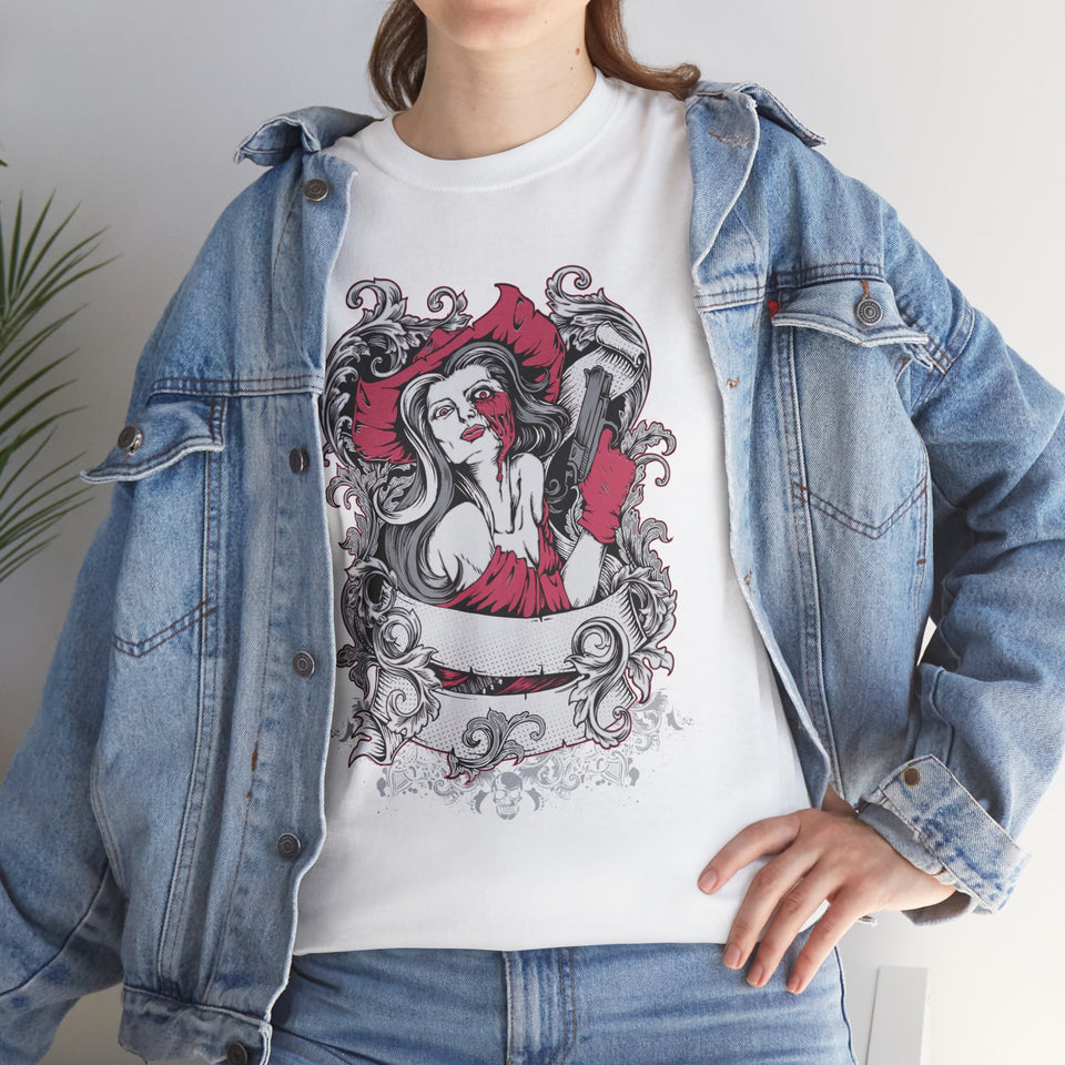 Gothic Graphic Unisex Heavy Cotton Tee - Vintage Style Horror Art