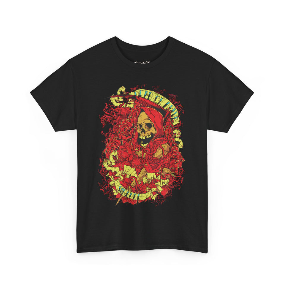 Unisex Heavy Cotton Tee - Skull & Heart Design, Edgy Graphic Tee for Casual Wear