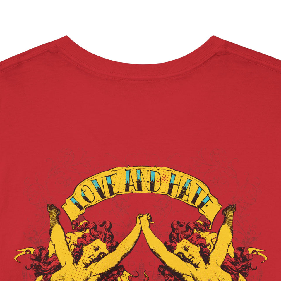 Bold Graphic Unisex Heavy Cotton Tee - Love & Roses Design