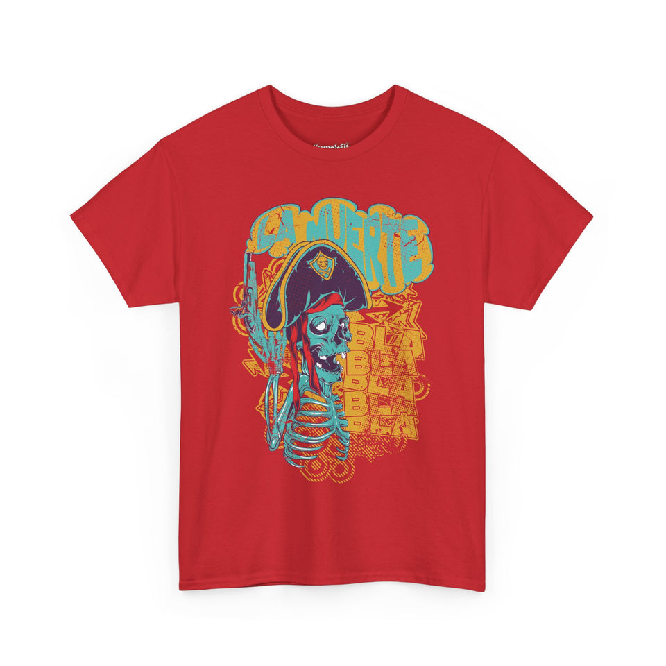 Unisex Heavy Cotton Tee - Pirate Skull & Free Riders Design - Bold Graphic Tee for Motorcycle Enthusiasts